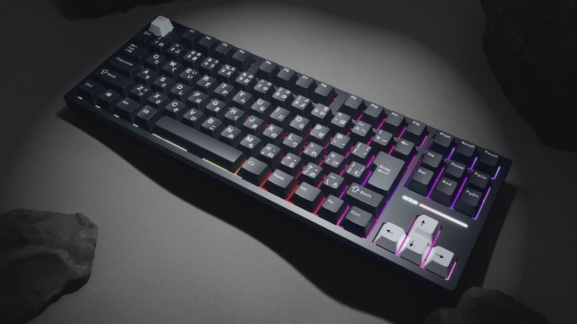 MageGee Captain87 mechanical keyboard with Japanese keycaps and RGB lighting